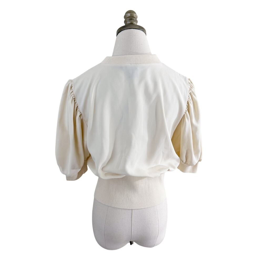 NWT French Connection Cream Short Sleeve Blouse Size Medium Women's Size Medium - Picture 6 of 8